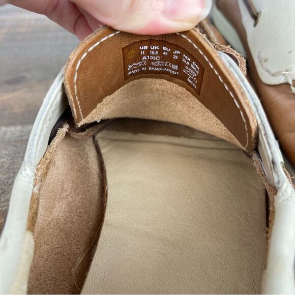 Timberland Handsewn Brown & White Leather Loafers Shoes- Size 11 main image 6